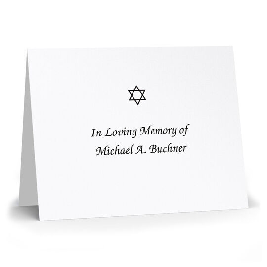 Triple Thick Canvas Folded Sympathy Cards with Jewish Star - Raised Ink